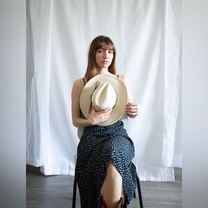 Stetson Cream Western Felt Hat with Brown Leather Band